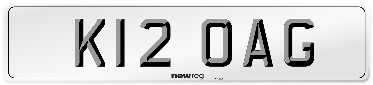 K12 OAG Number Plate from New Reg